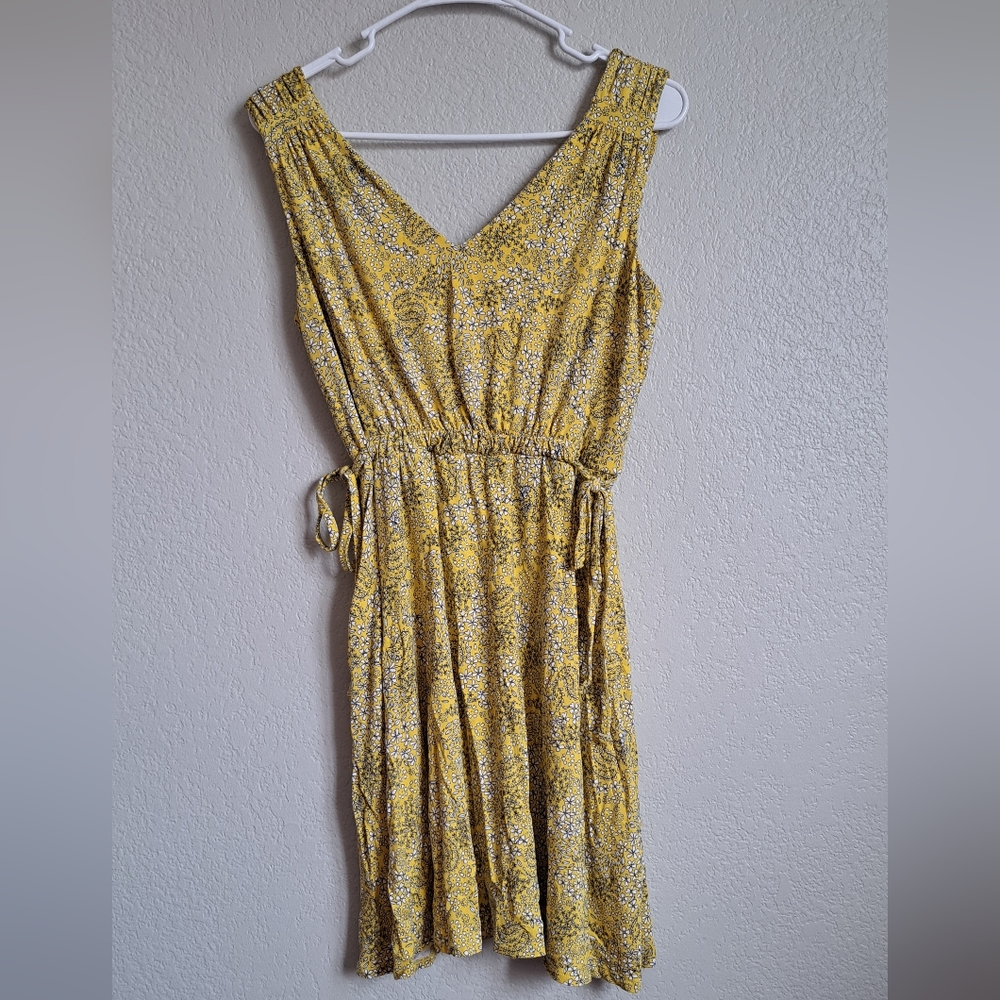 Cynthia Rowley Yellow Floral Tie Waist Mini Dress Size 4